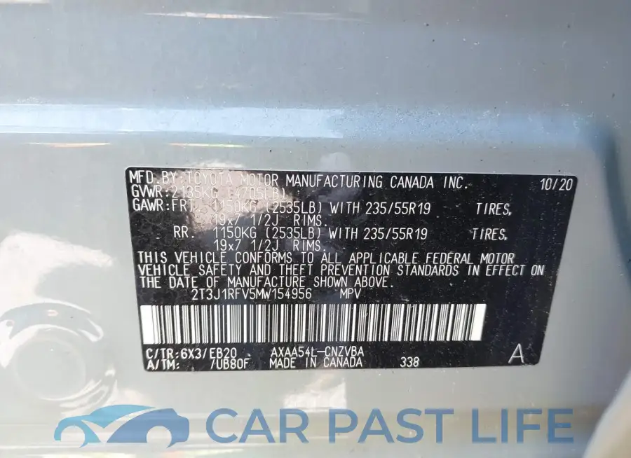 2T3J1RFV5MW154956# 9