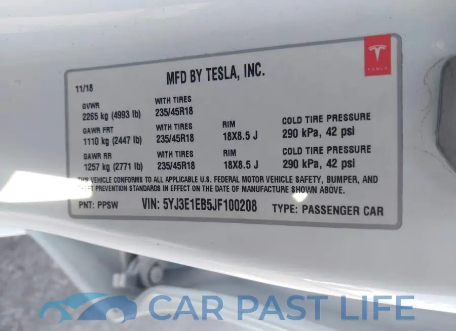 5YJ3E1EB5JF100208# 9