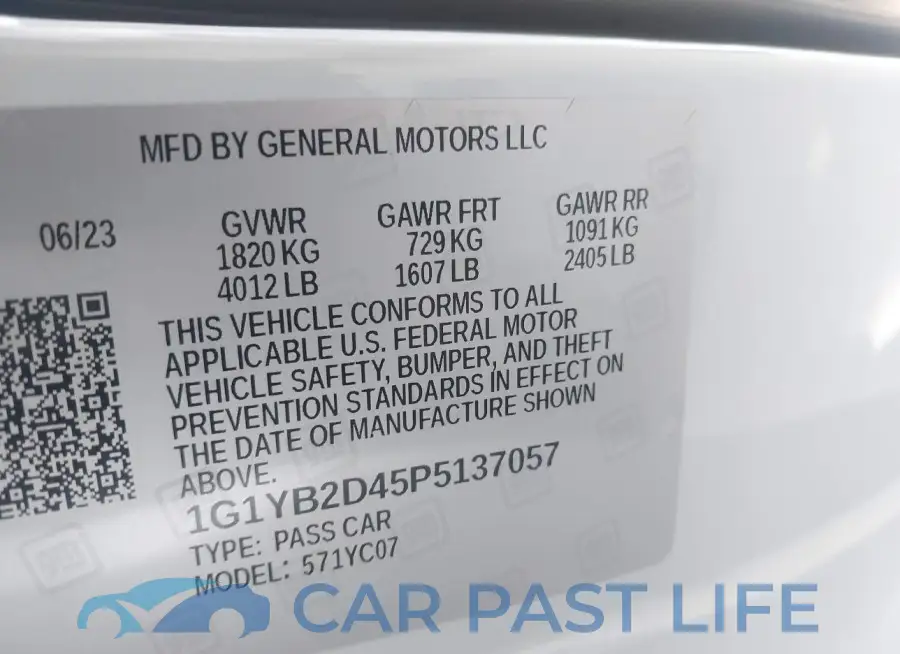 1G1YB2D45P5137057# 9