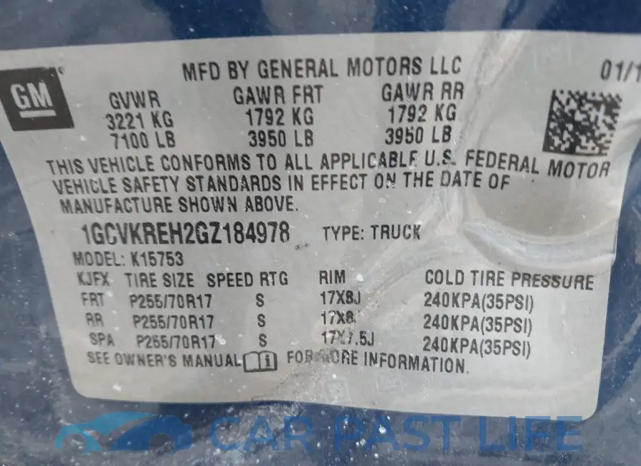 1GCVKREH2GZ184978# 9