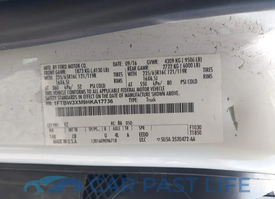 1FTBW3XM9HKA17736# 9