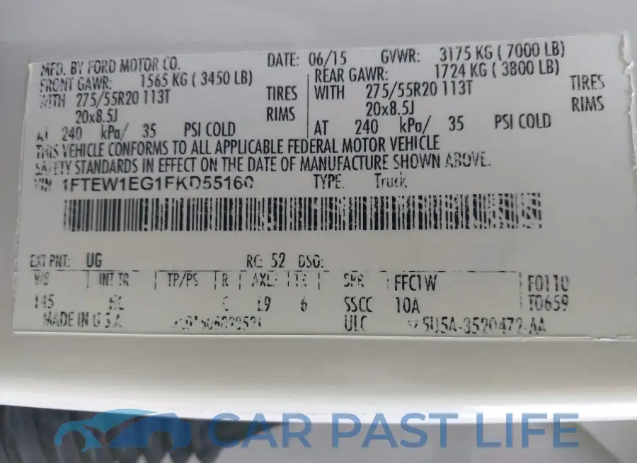 1FTEW1EG1FKD55160# 9