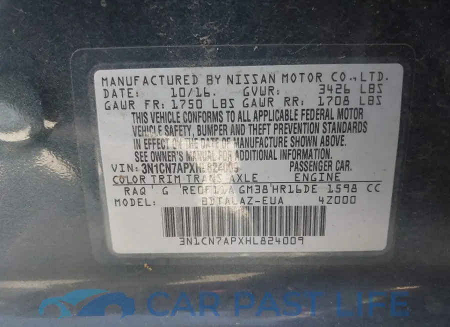 3N1CN7APXHL824009# 9
