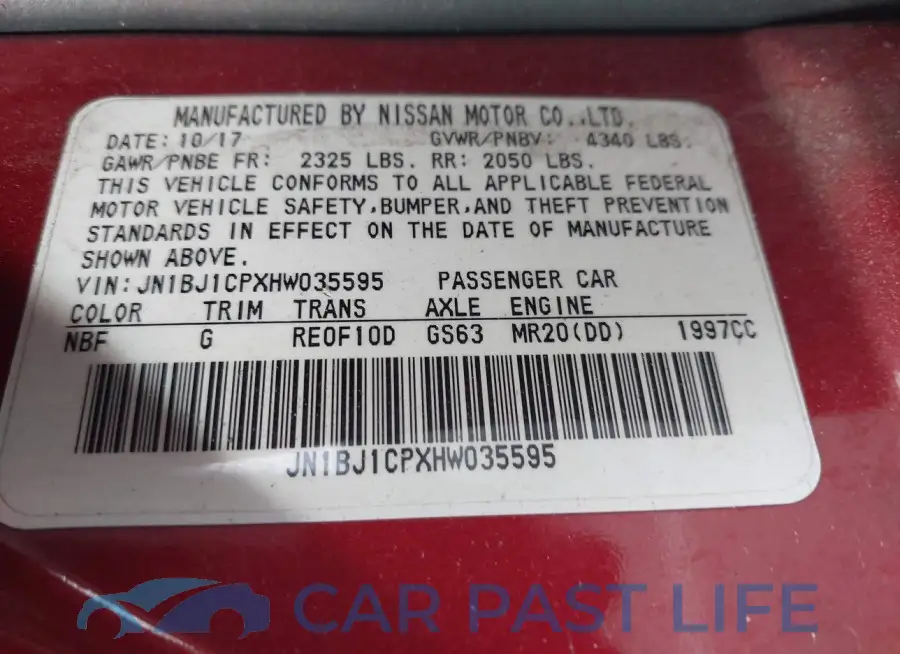 JN1BJ1CPXHW035595# 9