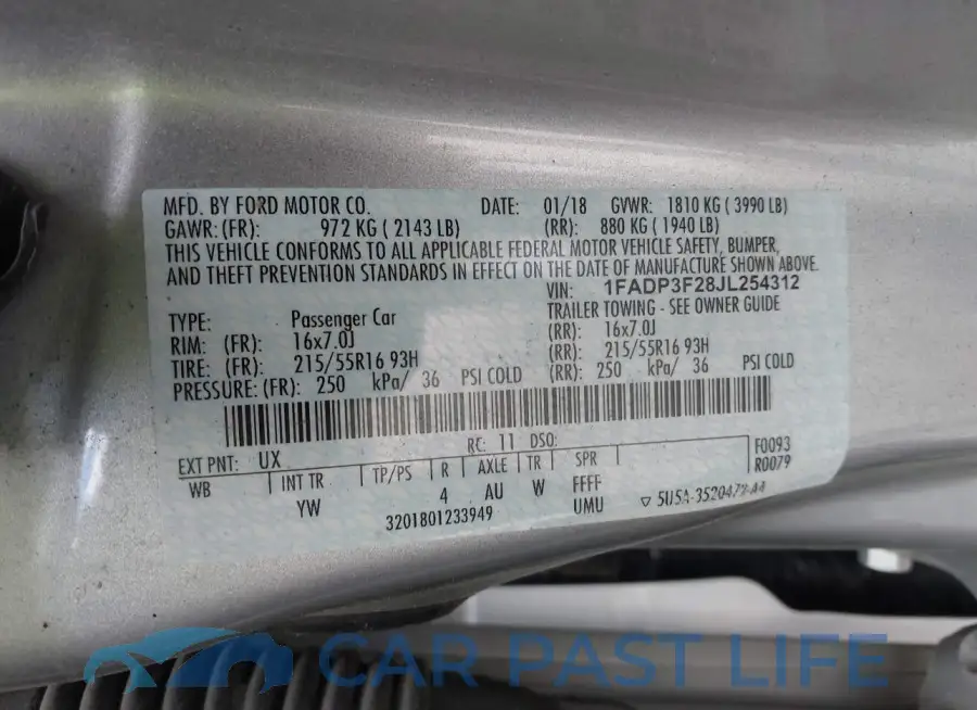 1FADP3F28JL254312# 9