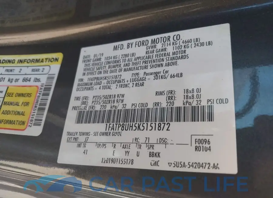 1FATP8UH5K5151872# 9