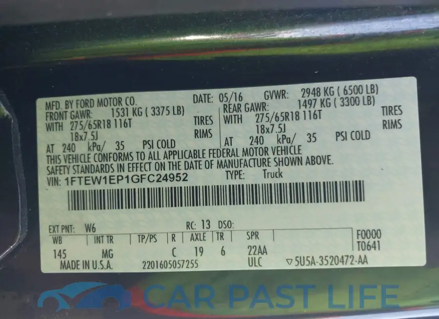 1FTEW1EP1GFC24952# 9