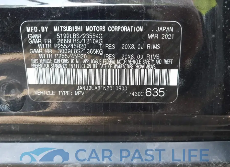 JA4J3UA81NZ010900# 9