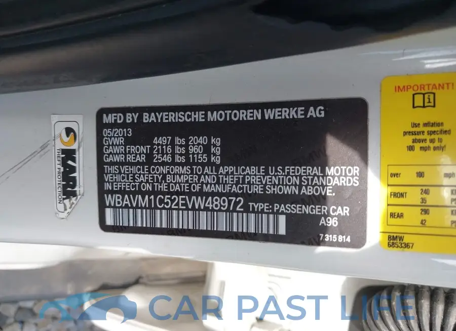 WBAVM1C52EVW48972# 9