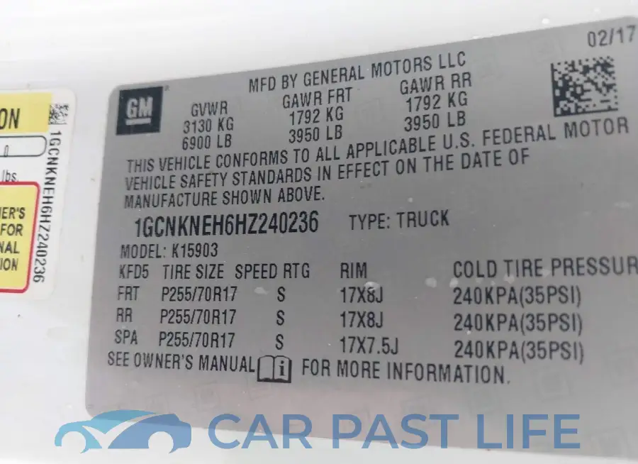 1GCNKNEH6HZ240236# 9