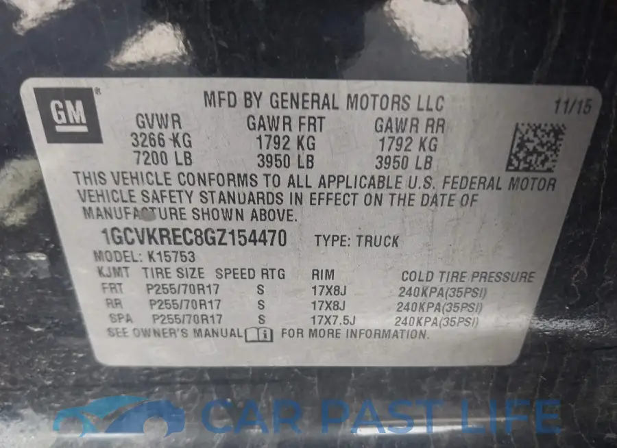 1GCVKREC8GZ154470# 9