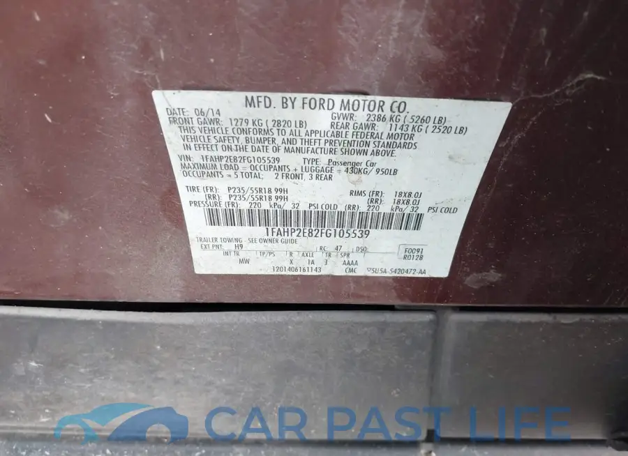 1FAHP2E82FG105539# 9