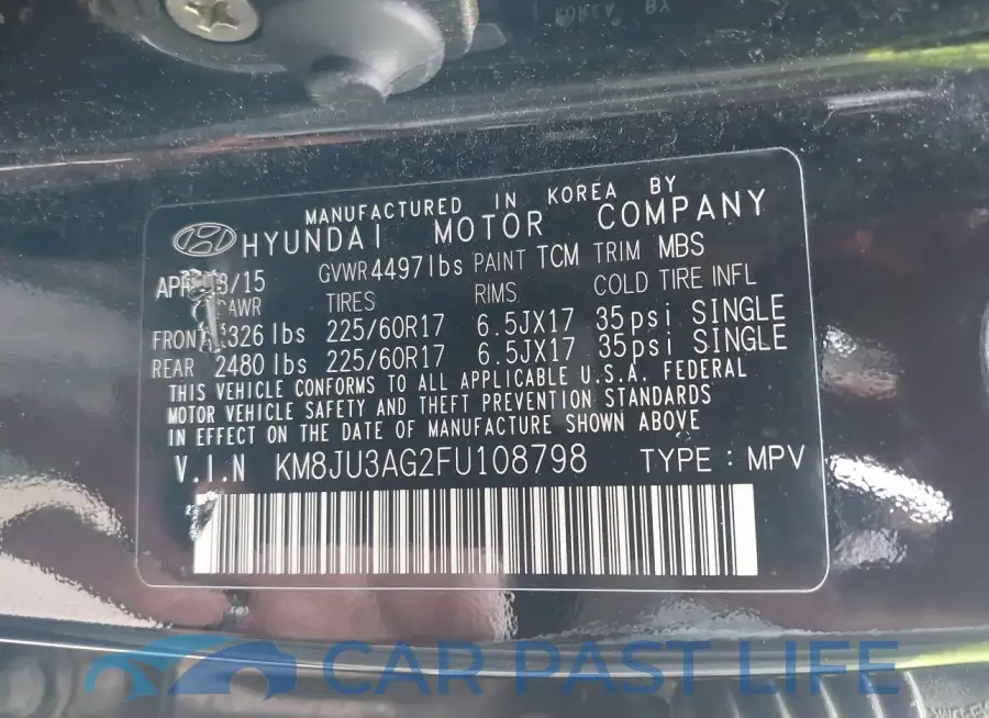 KM8JU3AG2FU108798# 9