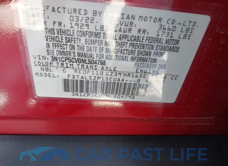 3N1CP5CV0NL504798# 9