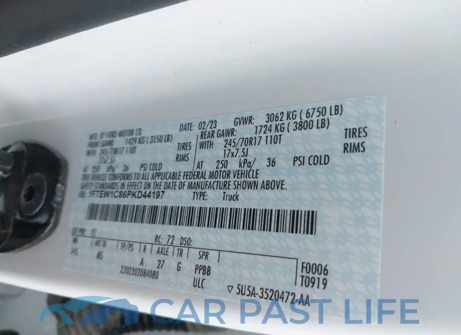 1FTEW1C86PKD44197# 9