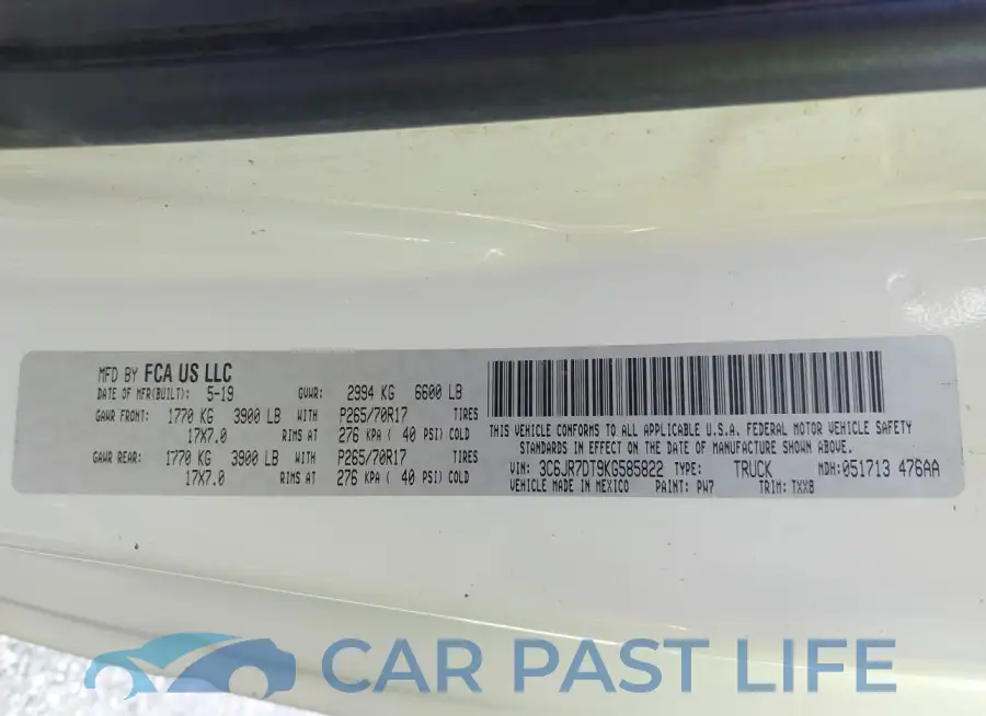3C6JR7DT9KG585822# 9