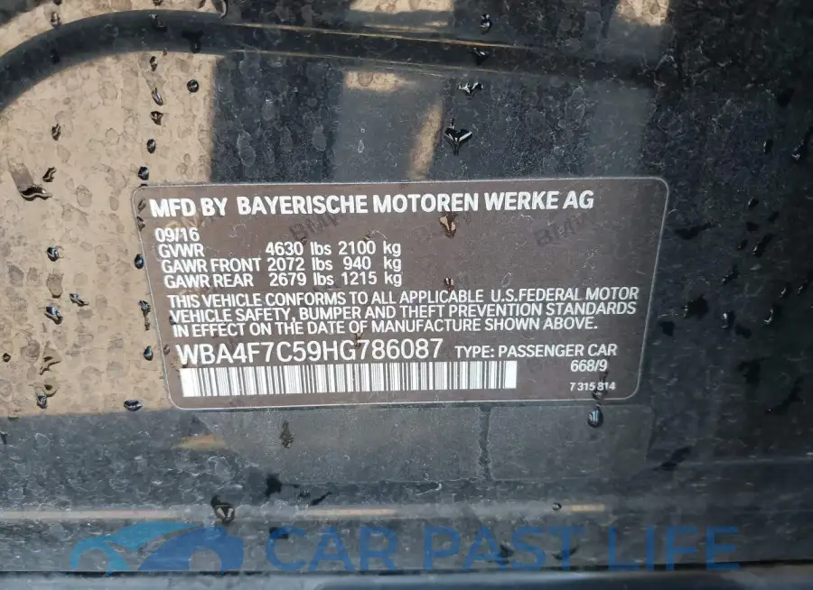 WBA4F7C59HG786087# 9