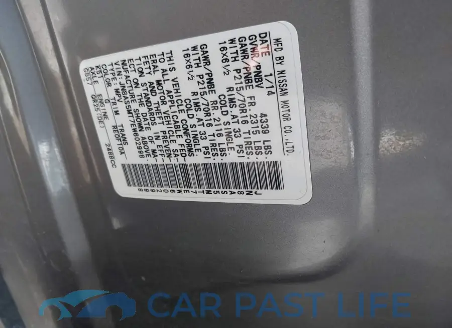 JN8AS5MT7EW602998# 9