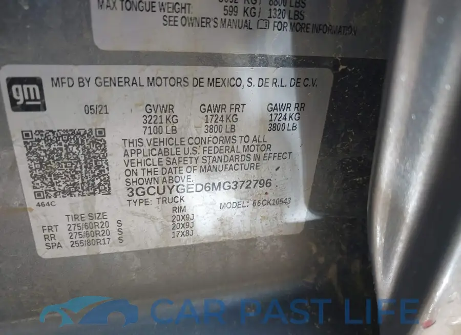3GCUYGED6MG372796# 9