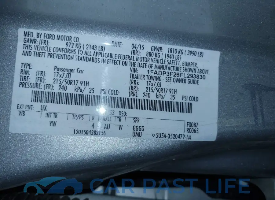 1FADP3F26FL293830# 9