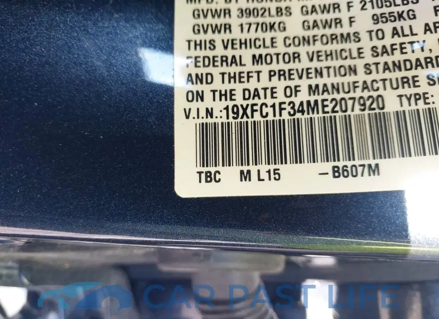 19XFC1F34ME207920# 9