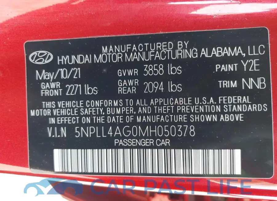 5NPLL4AG0MH050378# 9