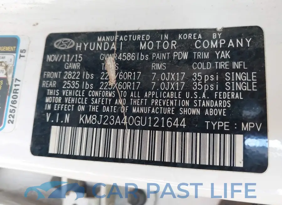 KM8J23A40GU121644# 9