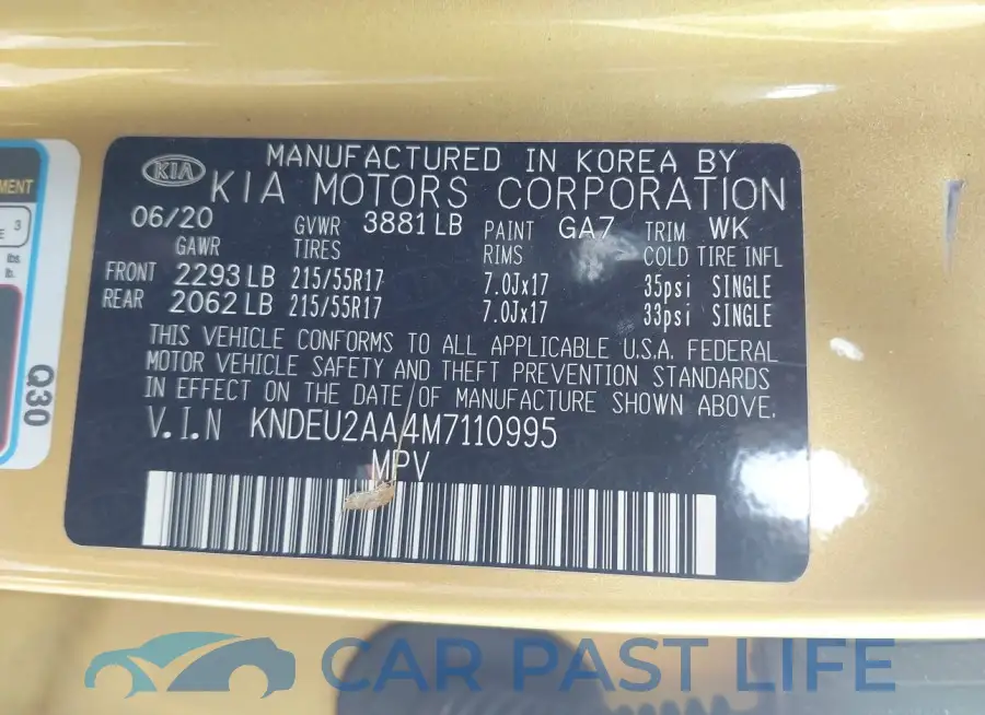 KNDEU2AA4M7110995# 9