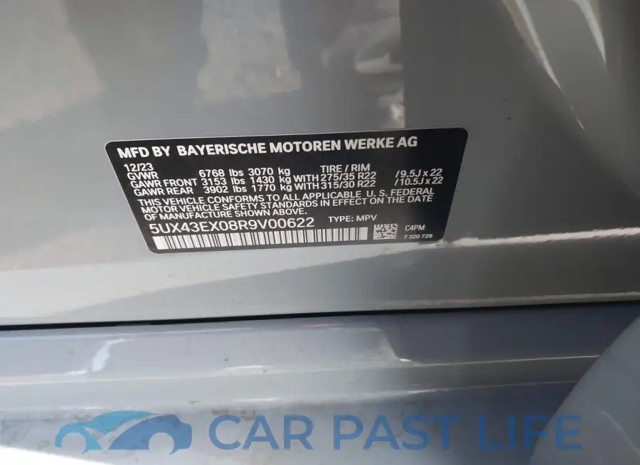 5UX43EX08R9V00622# 9