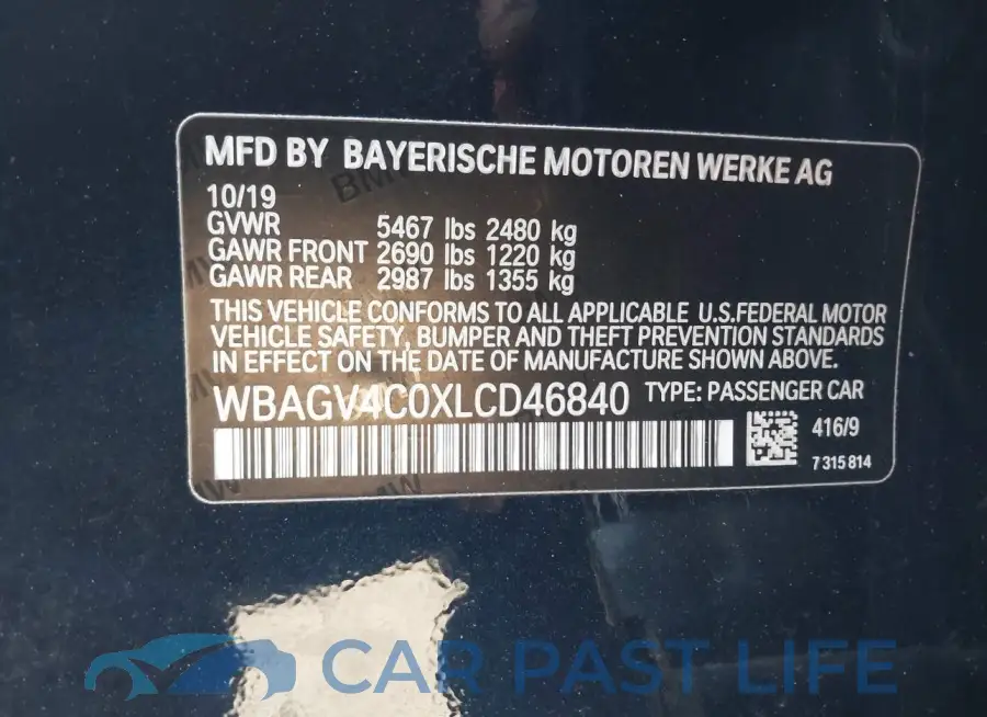 WBAGV4C0XLCD46840# 9