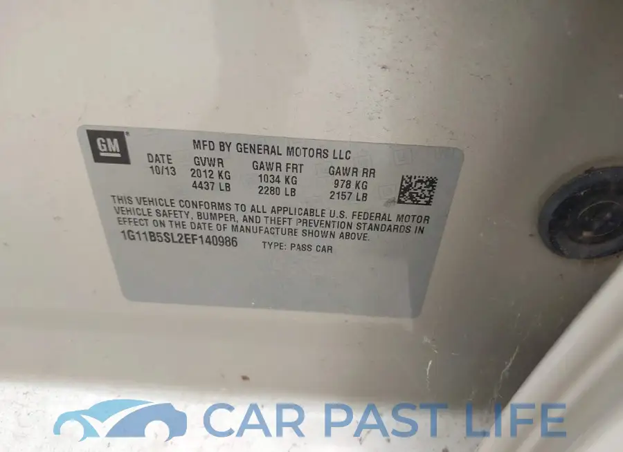 1G11B5SL2EF140986# 9