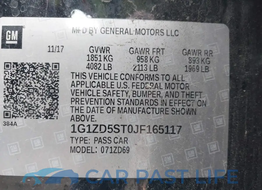 1G1ZD5ST0JF165117# 9
