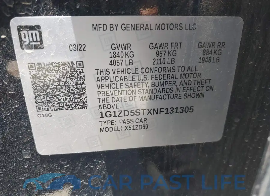 1G1ZD5STXNF131305# 9