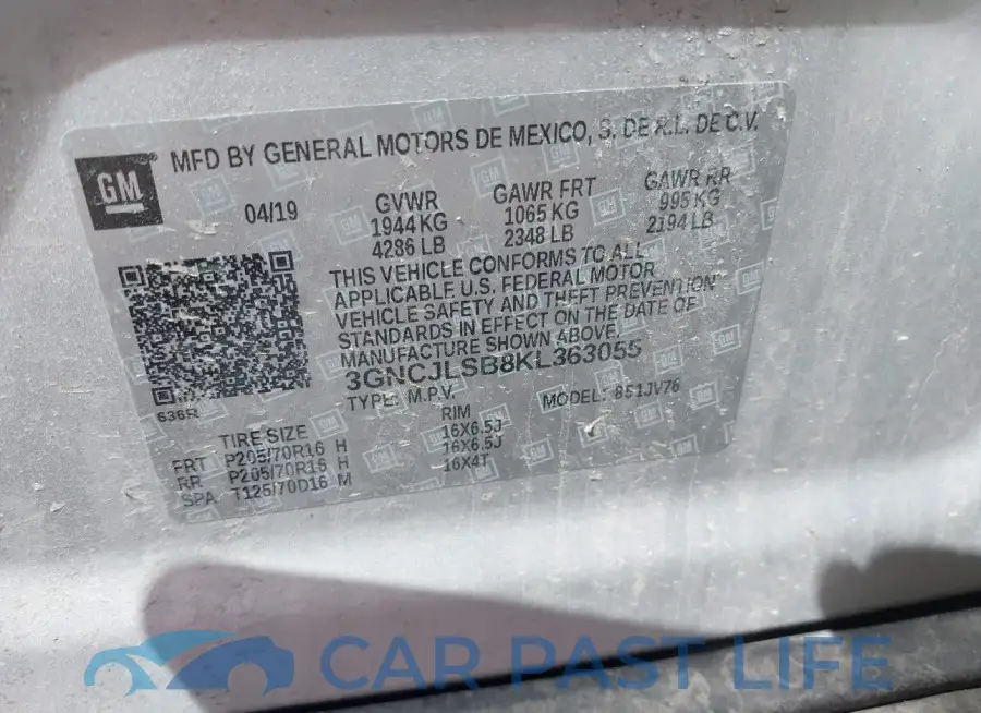 3GNCJLSB8KL363055# 9