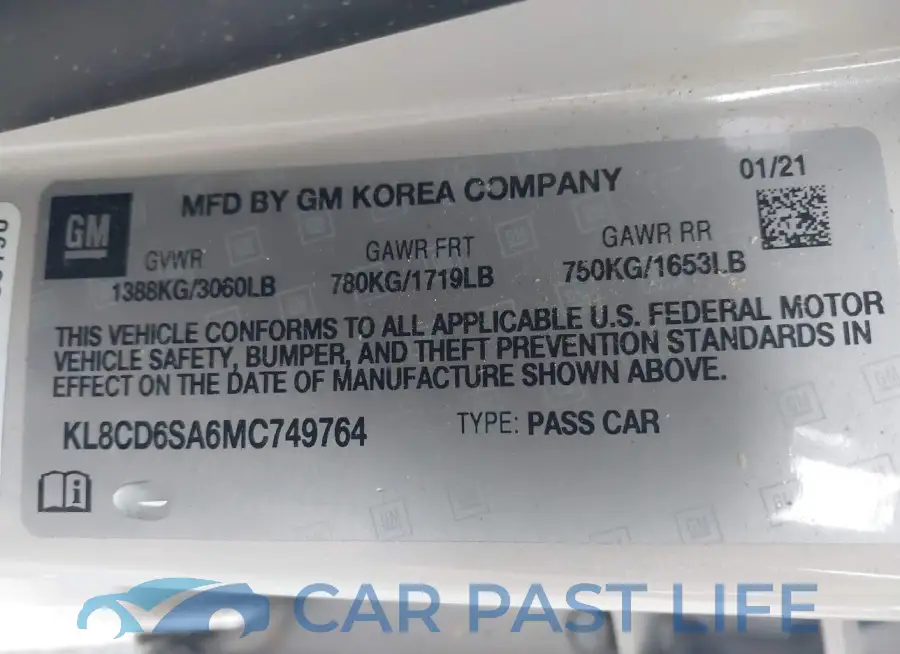 KL8CD6SA6MC749764# 9
