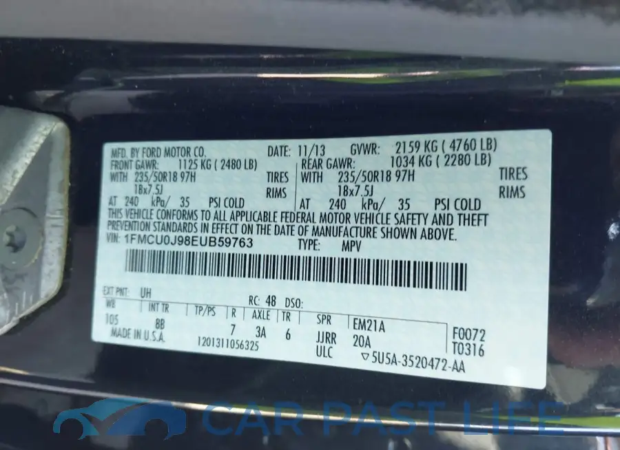 1FMCU0J98EUB59763# 9