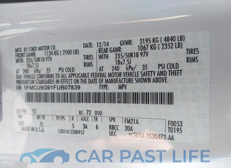 1FMCU9G91FUB07839# 9