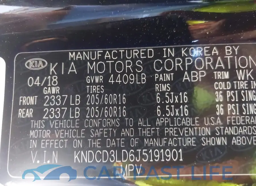 KNDCD3LD6J5191901# 9