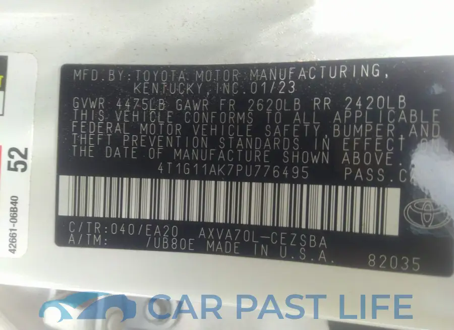 4T1G11AK7PU776495# 9