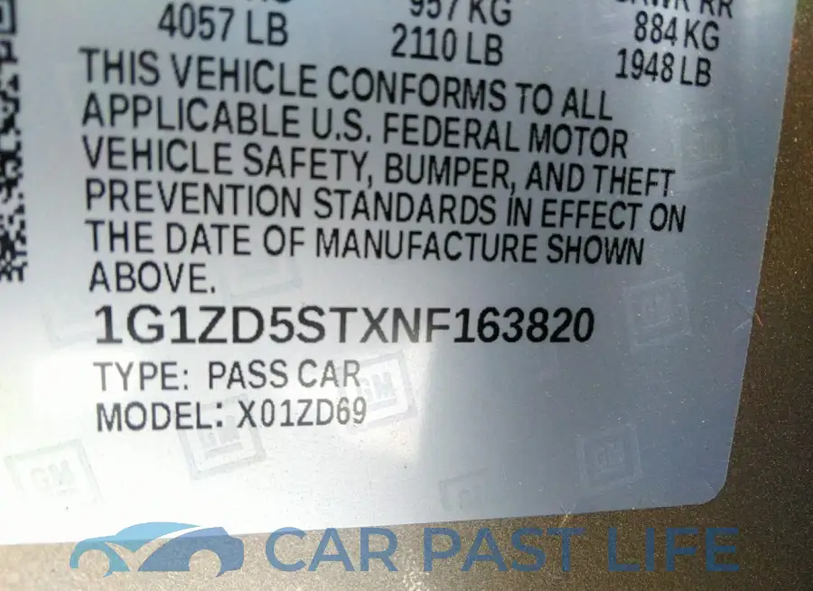 1G1ZD5STXNF163820# 9