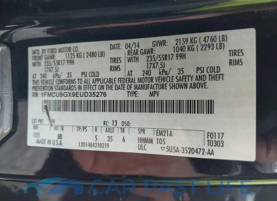 1FMCU9GX9EUD35276# 9
