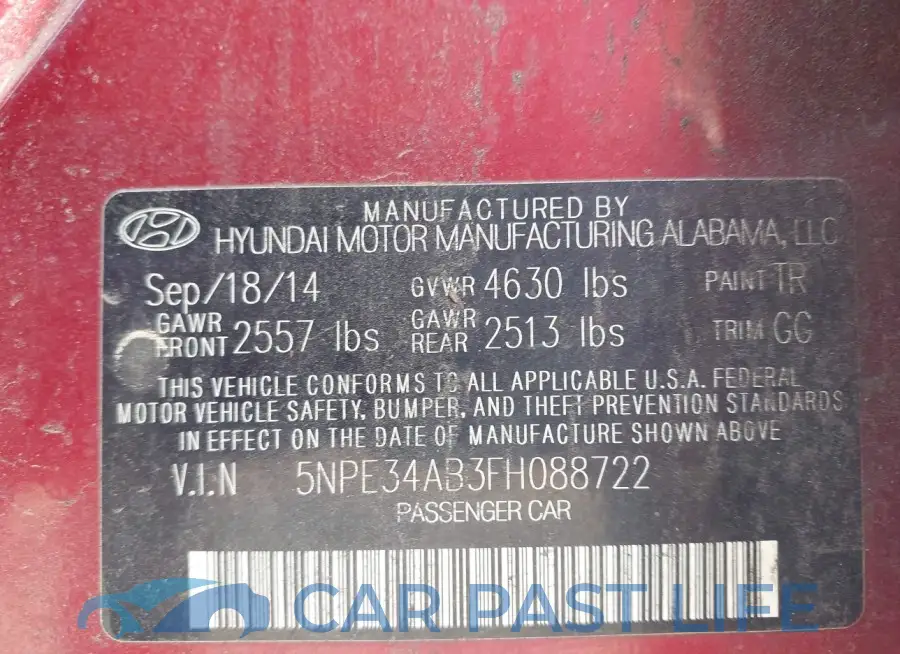 5NPE34AB3FH088722# 9