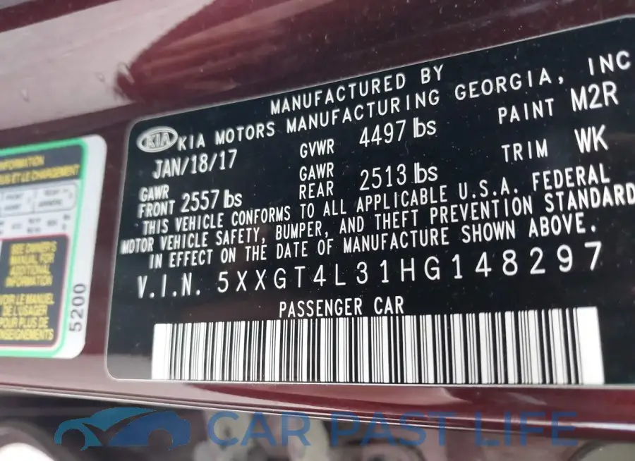 5XXGT4L31HG148297# 9