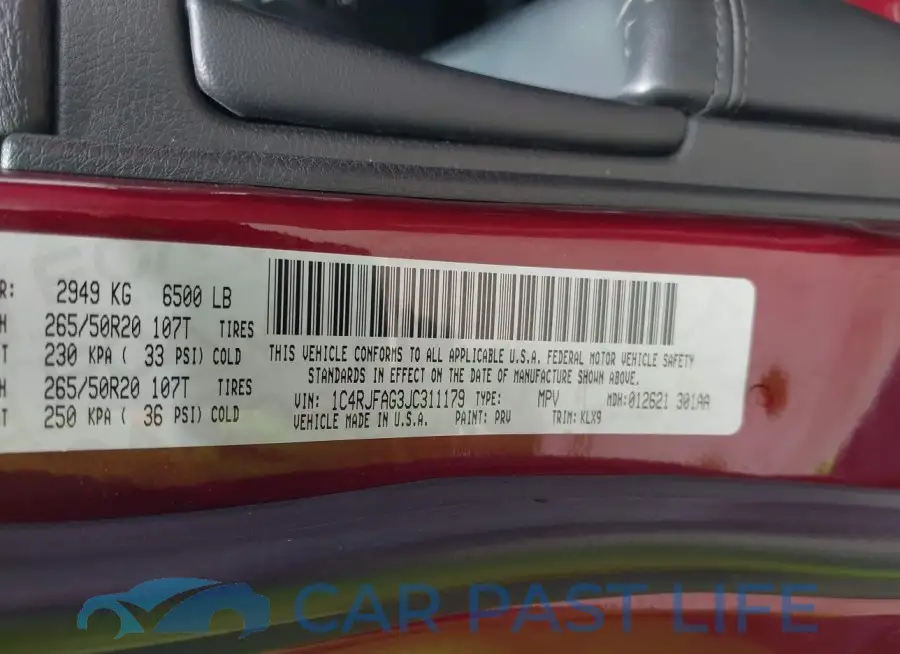 1C4RJFAG3JC311179# 9