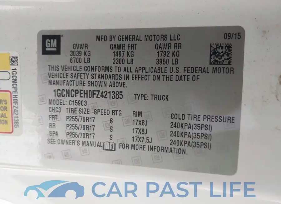 1GCNCPEH0FZ421385# 9