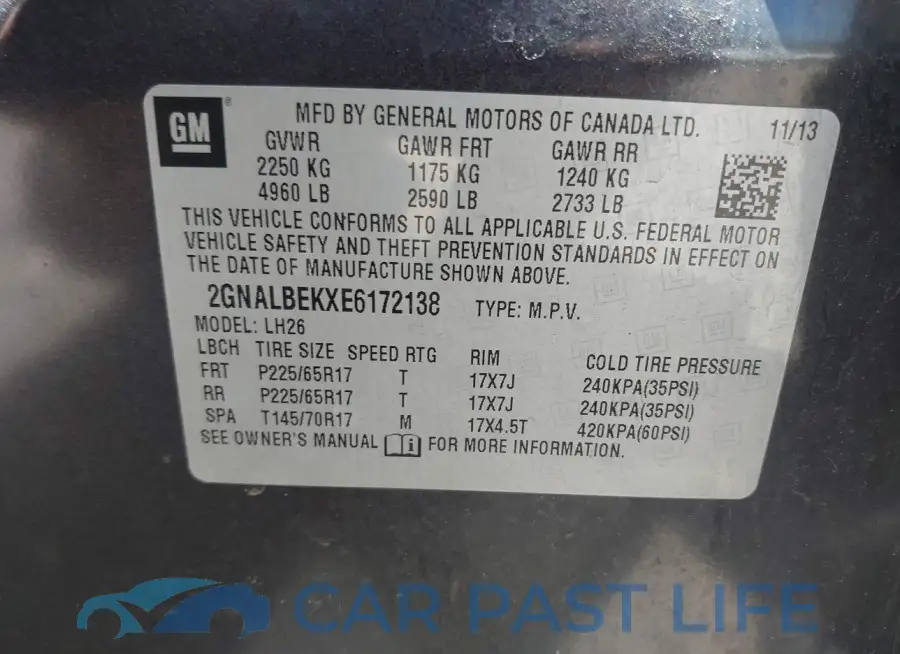 2GNALBEKXE6172138# 9