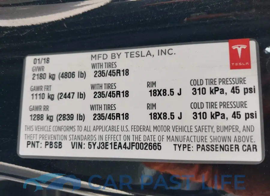 5YJ3E1EA4JF002665# 9