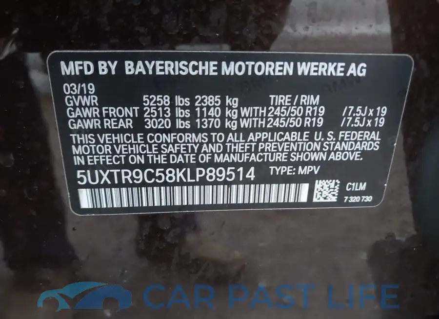 5UXTR9C58KLP89514# 9
