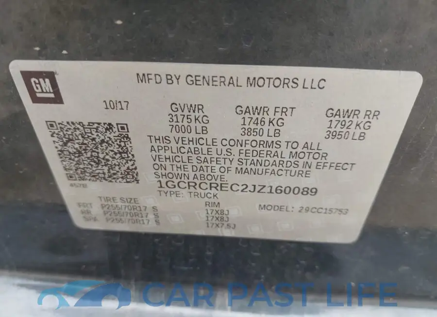 1GCRCREC2JZ160089# 9