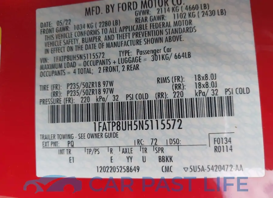 1FATP8UH5N5115572# 9
